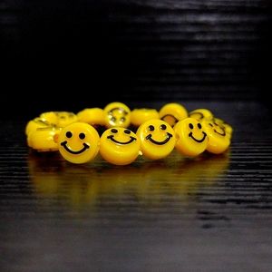 Yellow Smiley Face Beaded Bracelet :)